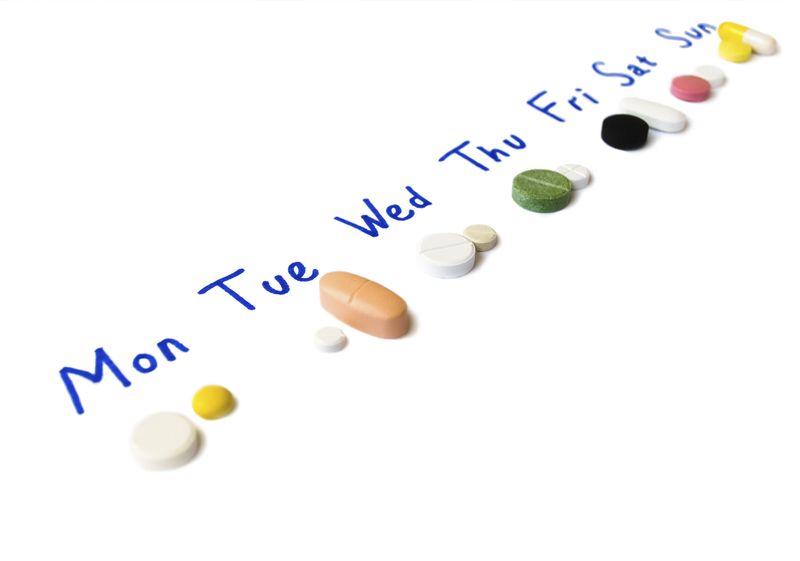 Pills organized by day of the week